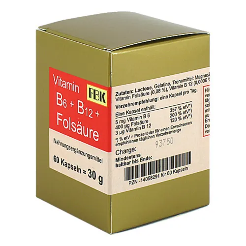 Vitamin B6 + B12 + Folsäure Kapseln Inhalt: 30 g