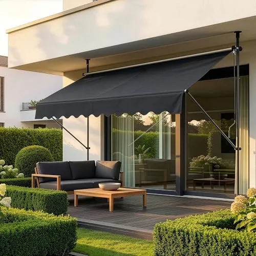 pro.tec Klemmmarkise Stem 300x120 cm - Flexibler Sonnenschutz ohne Bohren - Markisen: Einfache Montage ohne Bohren, wetterbeständig und individuell einstellbarer Neigungswinkel für optimalen Sonnenschutz.