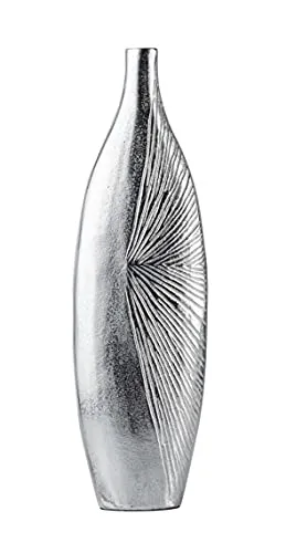 MichaelNoll Dekovase Aluminium Silber 44 cm - Elegante Dekovase aus handgefertigtem Aluminium in Silber, ideal für jedes Zuhause oder Gastronomie. Die einzigartige RAW-Oberfläche verleiht einen Hauch von Luxus.