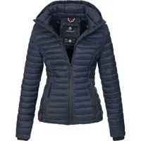 MARIKOO Damen Übergangsjacke Steppjacke mit Kapuze Samtpfote Blau Gr. S - Funktionsjacken: Taillierte, wasserabweisende Steppjacke mit Kapuze, perfekt für die Übergangszeit und vielseitig kombinierbar.