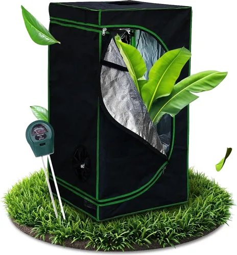 Melko Growbox 60x60x180cm Set mit 3-in-1 Messgerät - Zuchtzelt für Hydrokulturen mit licht- und wasserdichtem, strapazierfähigem 600D-Oxford-Gewebe, bietet optimale Wachstumsbedingungen und platzsparende Abmessungen für effektive Pflanzenzucht.