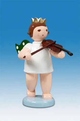 Engelmusikant Engel mit Geige mit Krone Höhe 22 cm NEU Holzengel Weihnachtsengel