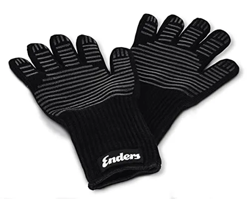 Enders® Grill Handschuhe aus feuerfestem Aramid, 8785 – sicher und bequem für BBQ und Grillen - Hitzebeständige Grillhandschuhe aus feuerfestem Aramid mit Silikonstreifen für sicheren Halt. Extra langer Bund schützt den Unterarm. Ideal für den Einsatz am Grill, im Backofen oder Kamin. 1 Paar.