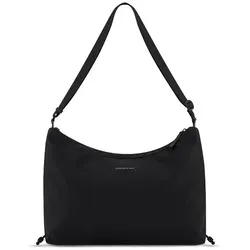 Kapten & Son Beuteltasche Skara Large all black - Stylische Beuteltasche mit Reißverschluss und flexiblem Design. Ideal für DIN A4-Unterlagen und Laptops bis 14'. Praktische Fächer für optimale Organisation.