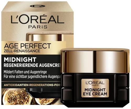 L'Oréal Paris Midnight Augencreme für Frauen: für sichtbar jugendlichere, wachere Augen mit Antioxidantien-Regenerationsformel und seidenartige Textur, Age Perfect Zell Renaissance1x 15ml