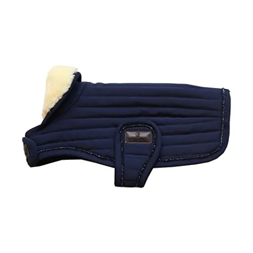 Kentucky Dogwear Hundedecke Dog Coat Pearls - Navy, S/M - Tierspielzeug: Elegante Hundedecke mit künstlichem Fell, 160 g Wattierung und modischer Perlenbestickung für optimalen Komfort und Wärme.
