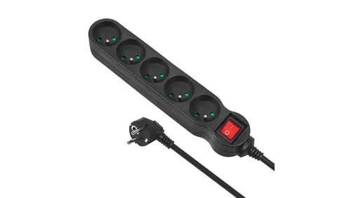 Listwa zasilająca przedłużacz 5 gniazd z wył czarny 1,4m Maclean Energy MCE183 2