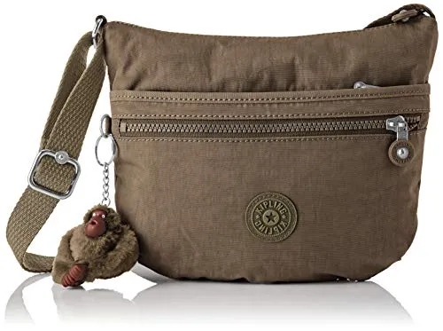 Kipling ARTO S Kleine Umhängetasche - True Beige (Braun) - Umhängetasche mit praktischem Reißverschluss-Hauptfach, ideal für die Aufbewahrung von Handy und Geldbörse, inklusive stylischem 3D Affen-Anhänger.