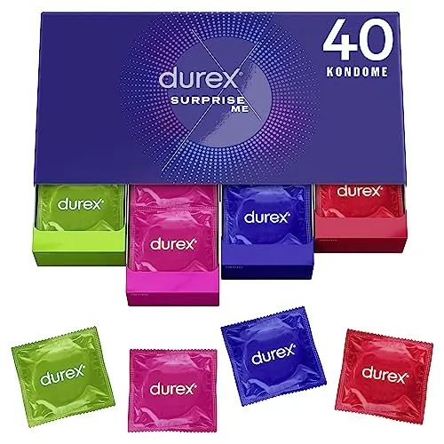Durex Surprise Me Kondome - 40 Stück, verschiedene Ausführungen für maximalen Spaß und bequemen Sitz