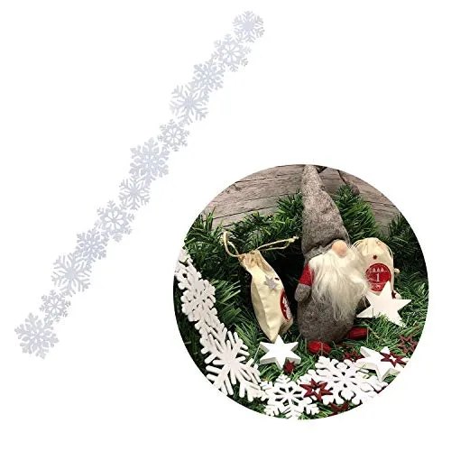 Oblique Unique® Schnee Girlande mit Schneeflocken als Hängedeko oder Tischdeko für Weihnachten Weihnachtsdeko Weiß