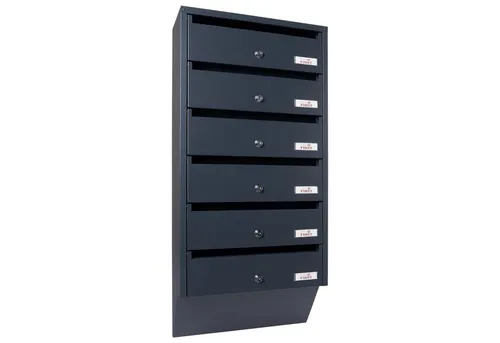 Profirst Briefkastenanlage Maildrop 6 anthrazit - Briefkastenanlage für DIN C4 Briefe, robust in anthrazit, inklusive 12 Schlüsseln und Verankerungsmaterial – ideal für sichere Postzustellung.