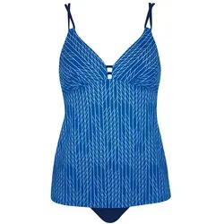 Sunflair Tankini Beach Fashion blau/weiß - Bademode mit entfernbaren Softcups für optimalen Tragekomfort, ideal für einen stylishen Strandauftritt in Größe 44.