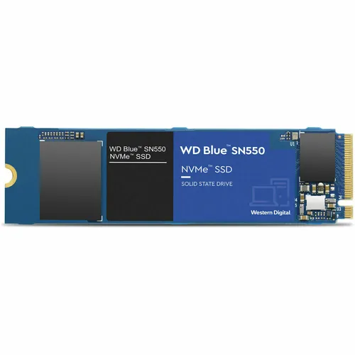 WD Blue 1TB SN550 NVMe SSD - Festplatte mit 3D NAND Technologie, bietet hohe Lesegeschwindigkeiten von bis zu 2400 MB/s, ideal für PC-Optimierung und schnelle Datenübertragungen.