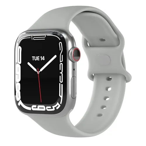 EAZY CASE Sport Armband kompatibel mit Apple Watch 38mm 40mm 41mm 42mm verstellbares Ersatzarmband aus Silikon Sport Loop für Apple Watch Serie 9 8 7 6 5 4 3 2 1 SE für Damen Herren Hell Grau