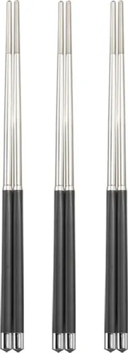 Paar Chinesische Essstäbchen Set aus Edelstahl | edle Sushi Stäbchen Spülmaschinenfest und Rostfrei | Wiederverwendbare 24,3cm Chopsticks für Asiatisches Geschirr Besteck 3