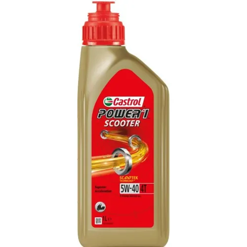 Castrol Power 1 Scooter 4T 5W-40 1 Liter - Motoröl für 4-Takt Motorroller, optimiert für maximale Leistung und Beschleunigung dank Scootek Technologie, ideal für extreme Bedingungen im Stadtverkehr.