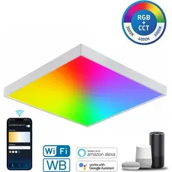 Aigostar 60x60 LED RGB-CCT Smart Aufputz Panel - Einbauleuchte mit dimmbarer RGB-CCT-Funktion, steuerbar via App und kompatibel mit Alexa und Google Assistant für smartes Lichtmanagement.