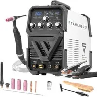 STAHLWERK ACDC WIG 200 ST Kombischweißgerät 200 A - Vielseitiges 2-in-1 Kombischweißgerät für WIG- und MMA-Schweißen. Ideal für verschiedene Metalle, kompakt und mit geprüfter Qualität für den professionellen Einsatz.