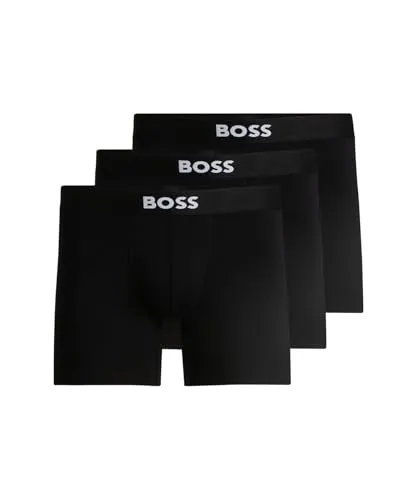 BOSS Herren Boxerbrief 3p One, Black 001, L - Herren-Boxershorts mit mittlerer Bundhöhe und sichtbarem Elastikbund, aus softem Baumwoll-Jersey-Mix für ultimativen Tragekomfort.