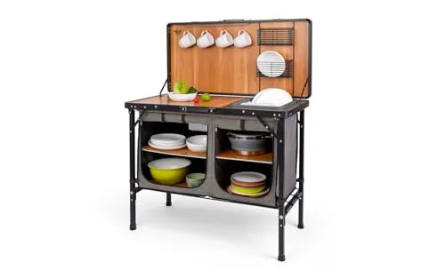 CAMPLIFE Capri Küchenbox - Faltbare Campingküche mit Aluminiumgestell - Camping-Schränke mit viel Stauraum und robuster Bauweise, ideal für jedes Campingabenteuer. Schneller Aufbau und kompakte Verstauung machen sie perfekt für unterwegs.