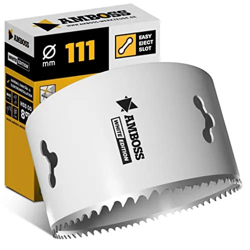 mm Amboss Bi-Metall HSS M42 Lochsäge - Für Stahl, Spanplatten, Hartholz, Gipskarton uvm. - Schnitttiefe 48 mm - ohne Aufnahme 111