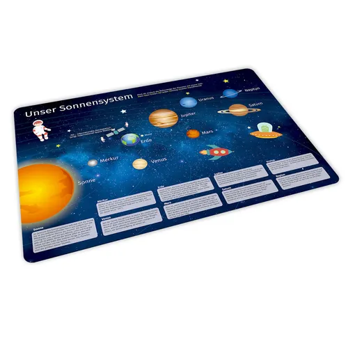 stabiles Vinyl Tischset - Sonnensystem - Platzset Kinder abwaschbar Planeten