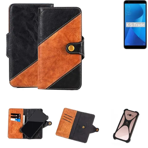 Handy Hülle für Asus ZenFone Max Plus (M1) Wallet Case Cover Smartphone Schwar