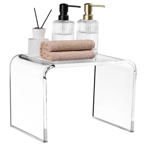 Navaris Fußhocker Badezimmerhocker - Moderner Duschstuhl für Komfort - Behinderten-Bedarf, eleganter Acryl Duschhocker, ideal für sicheres Sitzen in der Dusche und bietet zusätzlichen Komfort.
