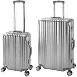 Travelhouse London 2er Set Trolleys - Handgepäck & Sportkoffer - Hochwertiges Koffer Set aus Polycarbonat mit Aluminiumrahmen. Leicht, stabil und ideal für lange Reisen. Inklusive TSA-Zahlenschlösser für Ihre Sicherheit.