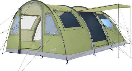 Skandika Tunnelzelt Gotland 5 Protect – Geräumiges Camping Zelt für 5 Personen - Tunnelzelt mit fest eingenähtem Boden, 5000mm Wassersäule, Sonnendach und flexibler Schlafkabine für maximalen Komfort beim Camping.
