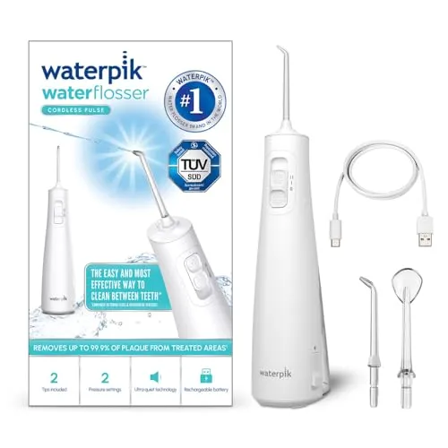Waterpik Pulse Kabellose Munddusche - Munddusche mit 99,9% Plaque-Entfernung, 2 Intensitätsmodi und 45 Sekunden Wassertank, ideal für gründliche Zahnreinigung und unterwegs.