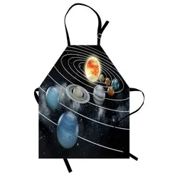 Abakuhaus Kochschürze Höhenverstellbar Klare Farben ohne verblassen, Galaxis Sonnensystem Sonne Planeten grau|schwarz