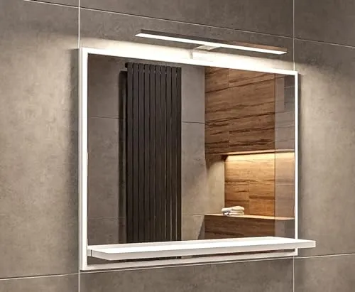 HAJDUK FURNITURE Badspiegel IP44 mit LED-Beleuchtung - Badezimmer Wandspiegel 60 cm mit integrierter Ablage und neutralem 4000K LED-Licht für optimale Ausleuchtung und Platzersparnis.