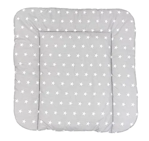 TupTam Wickelauflage mit Baumwollbezug - Wickelauflagen in 75 x 80 cm, gemustert in Grau mit Sternen, aus 100% Baumwolle für optimalen Komfort und Pflege bei der Babypflege.