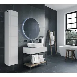 PLATAN ROOM Badezimmer Hängeschrank mit Push-to-Open Funktion - Hängeschrank 160 cm in Weiß Hochglanz, minimalistisch und pflegeleicht, ideal für jedes Bad mit eleganter Optik und griffloser Türöffnung.