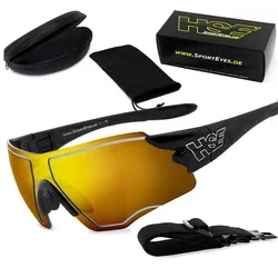 HSE - SportEyes Sportbrille SPEEDWULF - Sportbrille mit goldfarbenen, bruchsicheren Polycarbonat-Gläsern, ideal für Outdoor-Aktivitäten und optimalen Schutz vor Steinschlägen.