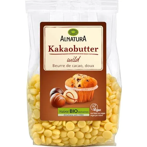 Alnatura Bio Kakaobutter, 100 g - Butter für kreative Küche, ideal für Backwaren und Pralinen, aus 100% Bio-Kakaobohnen für erstklassige Qualität.