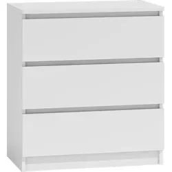 CDF Kommode Malwa M3 in Weiß - Moderne Kommode mit 3 Schubladen, ideal zur Aufbewahrung von Dokumenten und Kleinigkeiten. Perfekt für Schlafzimmer, Wohnzimmer oder Kinderzimmer.