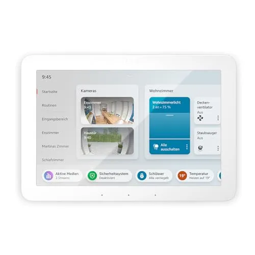 Amazon Echo Hub Smart-Home-Bedienpanel - Intelligentes Smart-Home-Bedienpanel mit Touchscreen, WLAN und Bluetooth. Steuern Sie Ihre Geräte bequem und einfach in einem modernen Design.