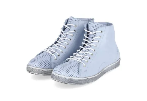 Andrea Conti Damen Schnürstiefel 03457280-821 in Pastellblau - Elegante Schnürstiefel aus hochwertigem Glattleder mit echtem Leder-Innenfutter. Ideal für komfortable und stilvolle Auftritte. Perfekt für jeden Anlass.