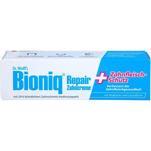 Bioniq Repair-Zahncreme Zahnfleisch-Schutz 75 ml - Arzneimittel mit 20% künstlichem Zahnschmelz für effektiven Zahnschutz und Zahnfleischschutz. Ideal für tägliche Anwendung zur Stärkung und Reparatur der Zahngesundheit.