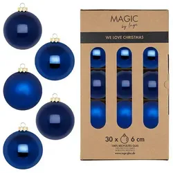 MAGIC by Inge Weihnachtsbaumkugel, Weihnachtskugeln Glas 6cm 30 Stück - Royal Blue blau
