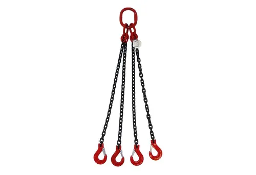 Anschlagkette 4-Strang 3m 8mm schwarz lackiert mit Haken DIN EN 818-4 geprüft