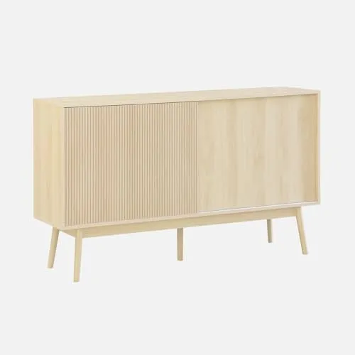 Alice's Home Sideboard mit Naturholzdekor - Buffets mit 2 Schiebetüren und 2 Schubladen, aus massivem Kiefernholz, stabil und stilvoll für Ihr Zuhause