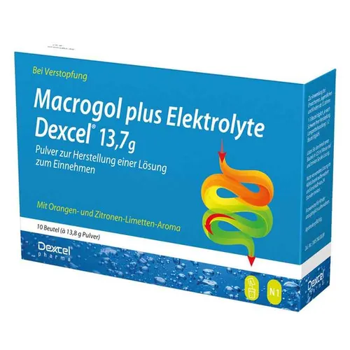 Macrogol Plus Elektrolyte Dexcel 13.7 G - Laxans für Verstopfung - Arzneimittel zur Behandlung von Verstopfung bei Erwachsenen und Jugendlichen ab 12 Jahren. Enthält Macrogol 3350 für eine sanfte und komfortable Darmtätigkeit.