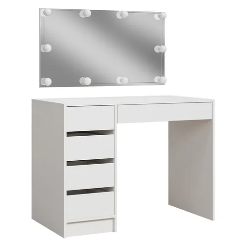 Vicco Schminktisch Thalia Weiß Hochglanz 100 cm mit LED-Beleuchtung - Sonstige Schlafzimmermöbel, eleganter Frisiertisch mit 5 Schubladen und stilvoller LED-Beleuchtung für ein modernes Make-up-Erlebnis.