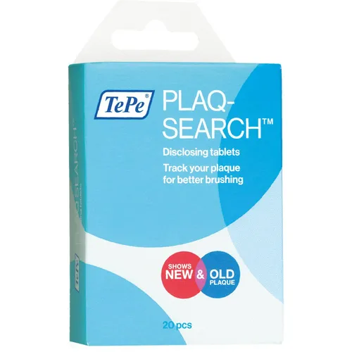 Plaqsearch Advanced Kautabletten - Zahnbelag Aufdecken mit Fruchtgeschmack - Tablettenteiler & Mörser – 20 Kautabletten zur effektiven Aufdeckung von Zahnbelag, ideal für eine gründliche Mundhygiene.