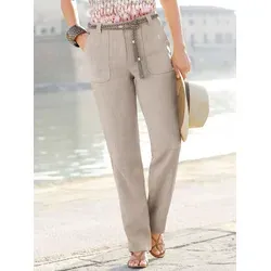 Palazzohose CASUAL LOOKS, Damen, Gr. 44, Normalgrößen, grau (stein), 100% Polyester, unifarben, lang, Hosen