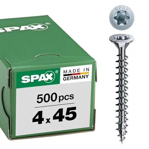 SPAX Universalschraube, 4,0 x 45 mm, 500 Stück, T-STAR plus, Senkkopf, Vollgewinde, 4CUT, WIROX A3J, 1191010400455