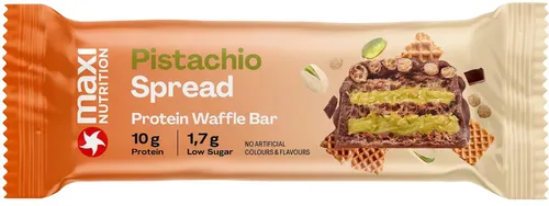 MaxiNutrition Protein Waffle Bar, 1 x 39 g Riegel, Pistachio Spread